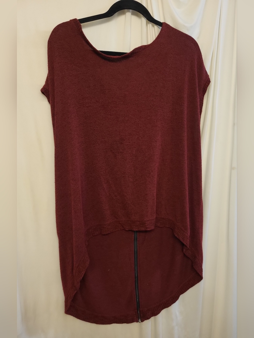 Maroon High-Low Knit Top